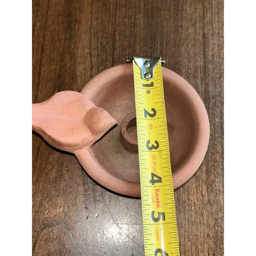 Handmade terracotta pottery candle holder unglazed red clay finish